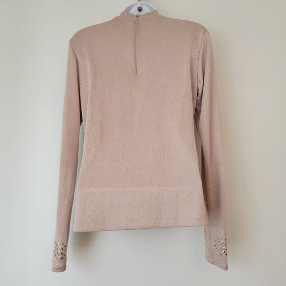 Hobby Horse Gold Beige Long Sleeve Show Top M Sequins Bling Cosplay Costume 80s - Picture 2 of 5